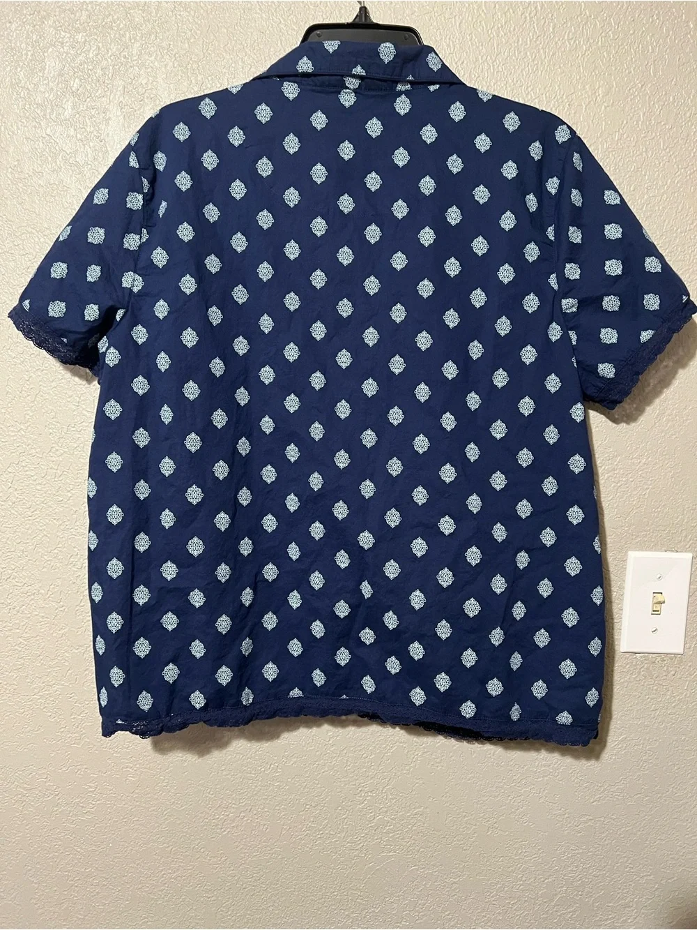 Navy Blue Patterned Women PJ Set